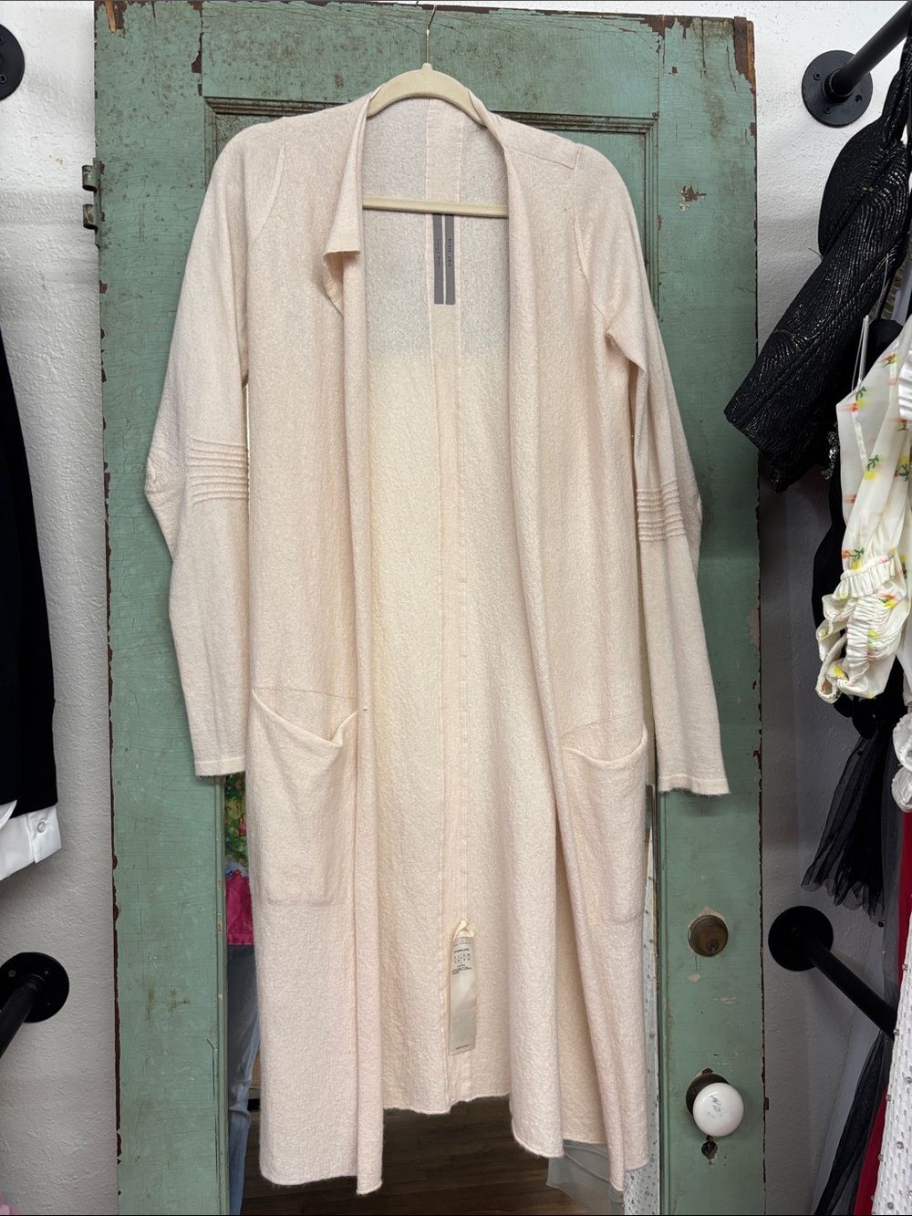 Rick Owens 100% cashmere Cream Long Knit Cardigan